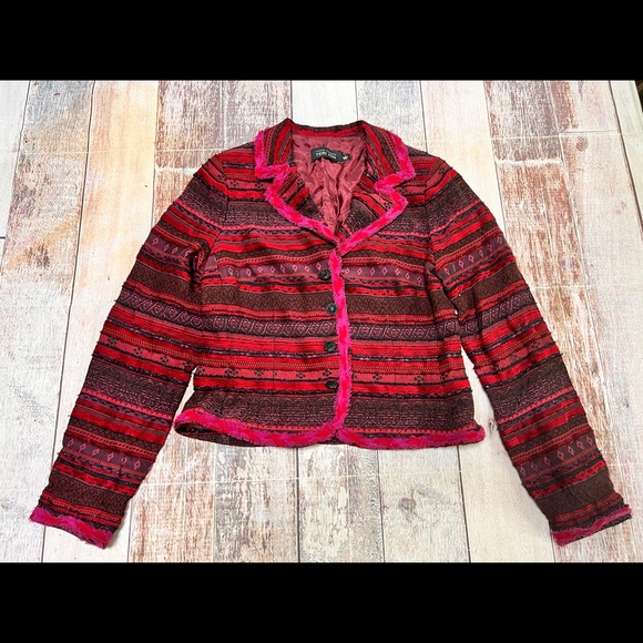 TERI JON BY RICKIE FREEMAN colorful assorted stripe Jacket top‎ size 4 - Picture 1 of 11